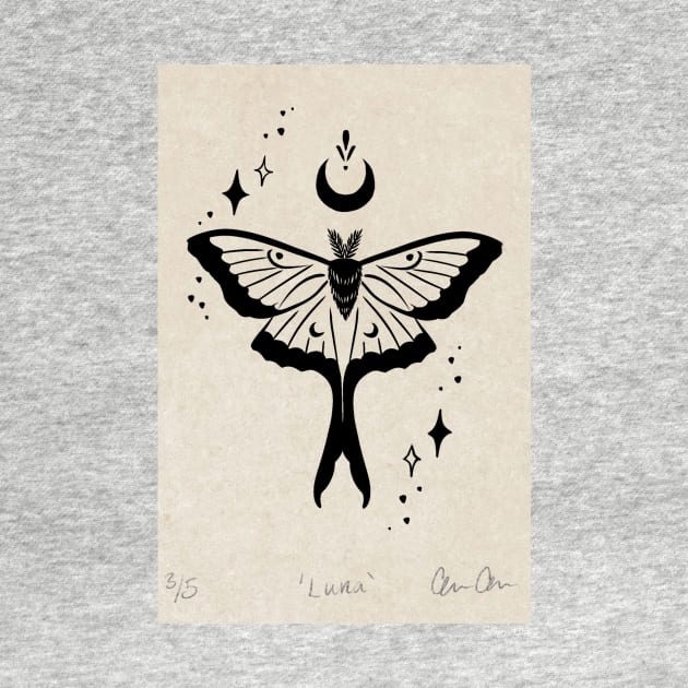 Luna Moth Lino Print by Clive's
